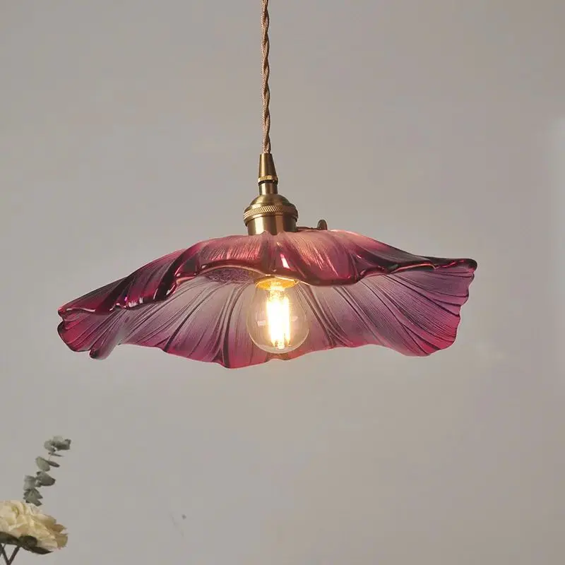 

Modern purple glass lampshade chandelier Japanese island ceiling chandelier Nordic style bedroom chandelier