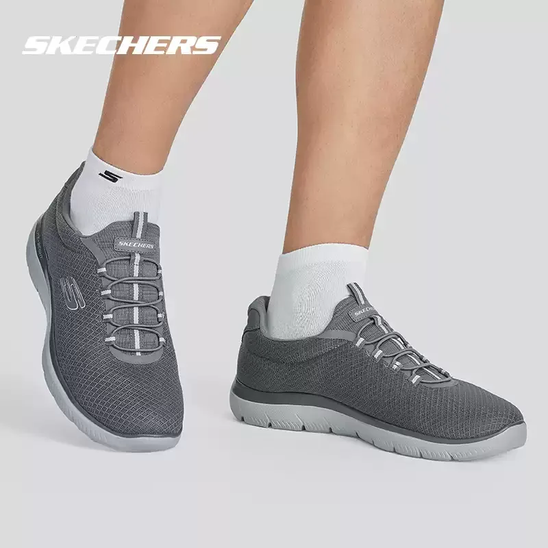 Skechers Men's Shoes New Summer Mesh Breathable Slip-On Casual Shoes Authentic Soft Sole Shoes for the Elderly 52811-CHAR