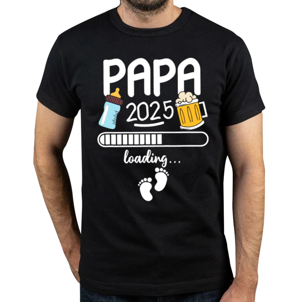 Papa 2025 T Shirt Future Dad And Mom French Texts Beer Lovers Father's Day Gift Men Clothing 100% Cotton Soft T-shirt EU Size