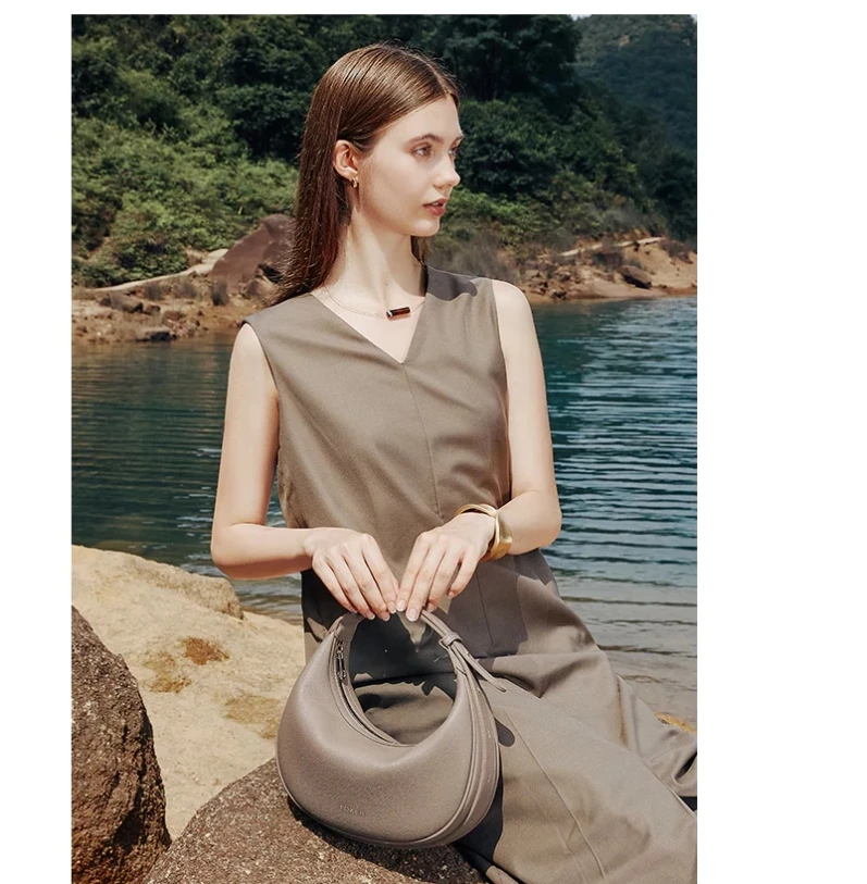 FOXER Marken-PU-Leder Damen Schultertasche 2026 – Modische Halbmond-Handtasche im luxuriösen Design – Umhängetasche als Geschenk für Mädchen – Detail 9