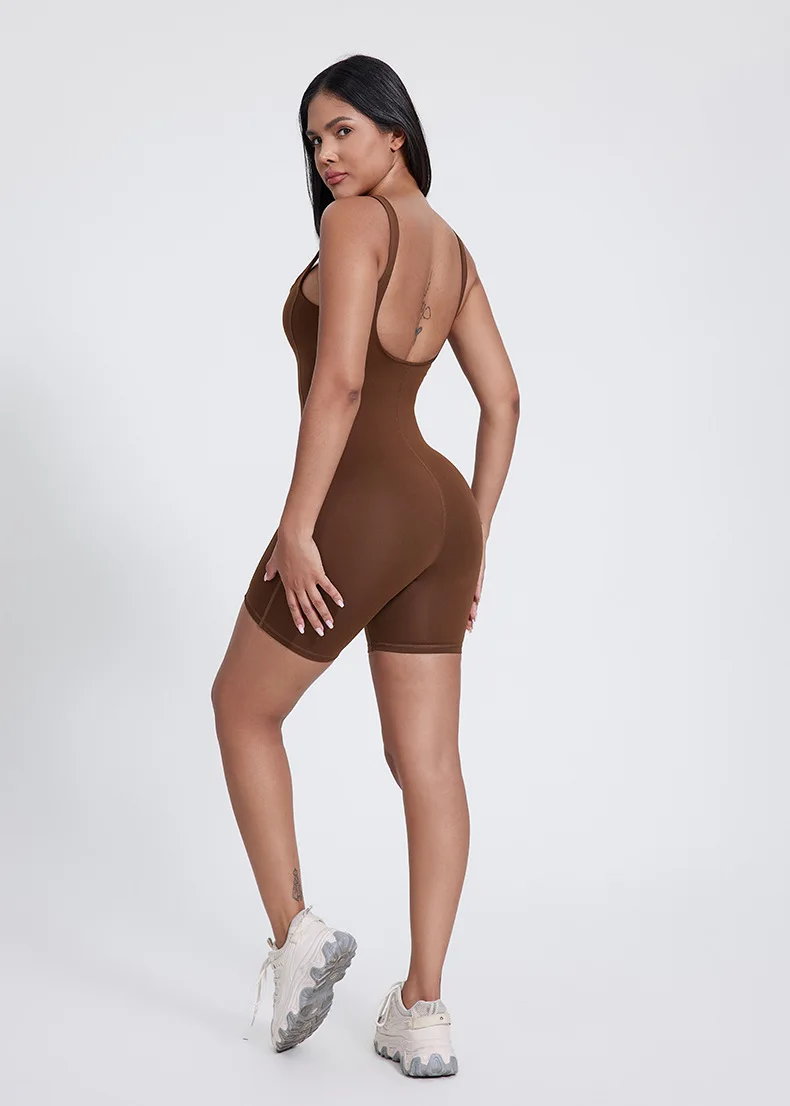Sleeveless Yoga Jumpsuit For Women's Running Tight Fitting Casual Fitness Bodysuit Sports Dance Wholesale Custom Logo image 6