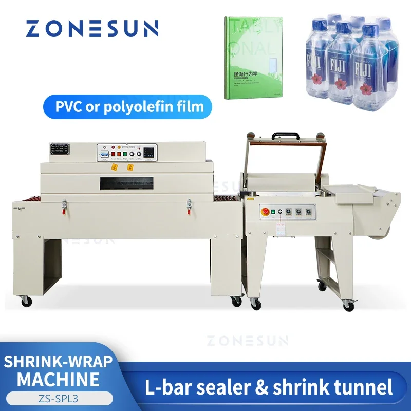 

ZONESUN ZS-SPL3 Shrink Wrap Machine L-bar Strech PVC Polyolefin Film Cutting Shrinking Book Drink Carton Product Packaging Y