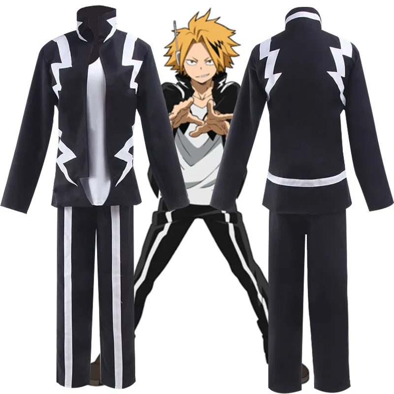 My Hero Academia Cos Kaminari Denki Cosplay Costume Anime Mens Everyday Uniforms Halloween Clothes Wig