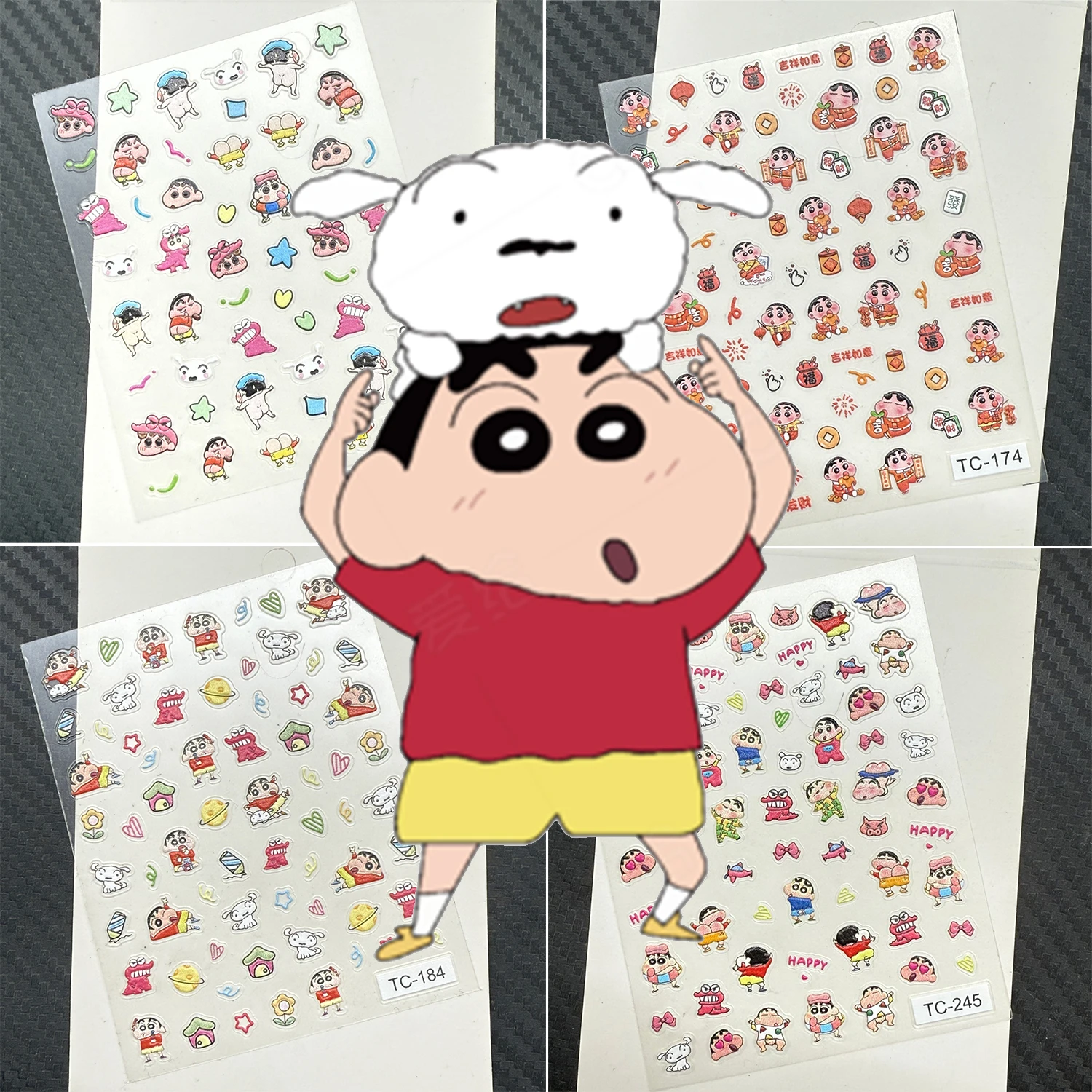 1PCD 5D Kawaii Crayon Shin-chan Nail Stickers Japanese Animation Characters Nail Art Accessories Easy to Operate Nail Parts