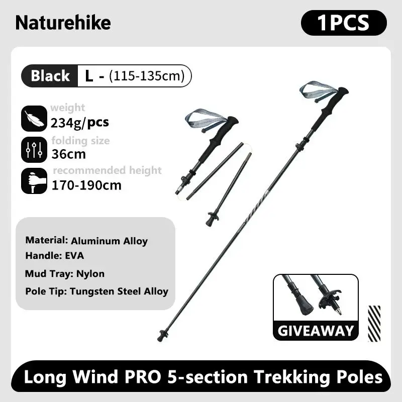 Bastones de escalada Naturehike, bastones de Trekking plegables ultraligeros para exteriores, bastón de senderismo, palo de bloqueo rápido plegable, postes de fibra de carbono