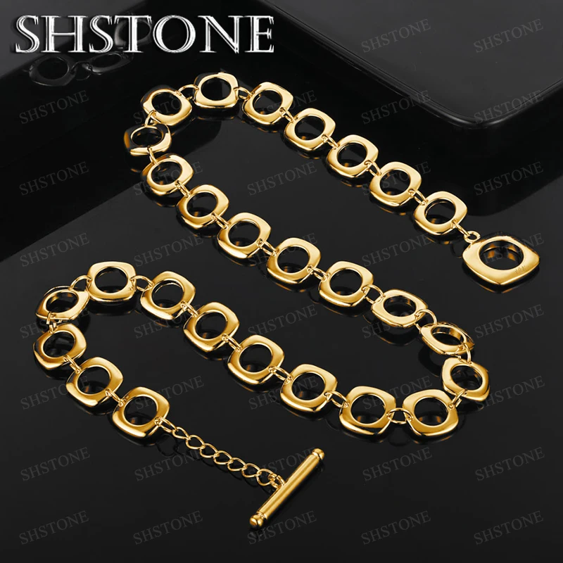 

50cm 18k Gold Square Necklace For Women Party Engagement Wedding Birthday Gifts Simple Trendy Versatile Jewelry Accessories
