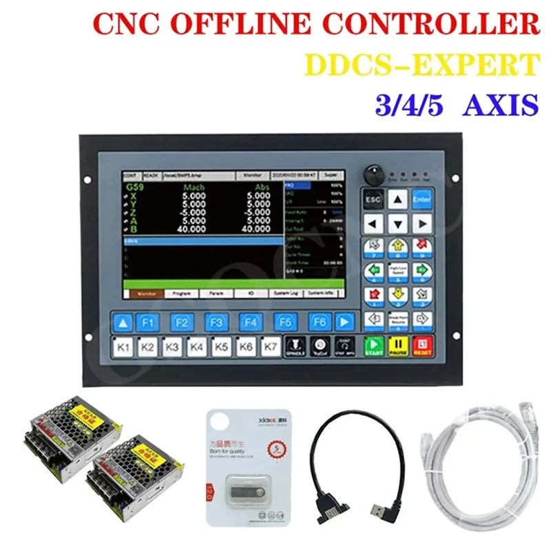 Nuevo controlador sin conexión Ddcs-Expert Cnc actualizado 3/4/5 ejes 1Mhz código G 6 ejes con volante electrónico de parada de emergencia
