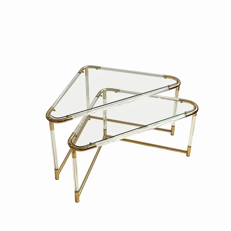 Tempered ultra-white glass coffee table, corner table, Italian light luxury splicing table