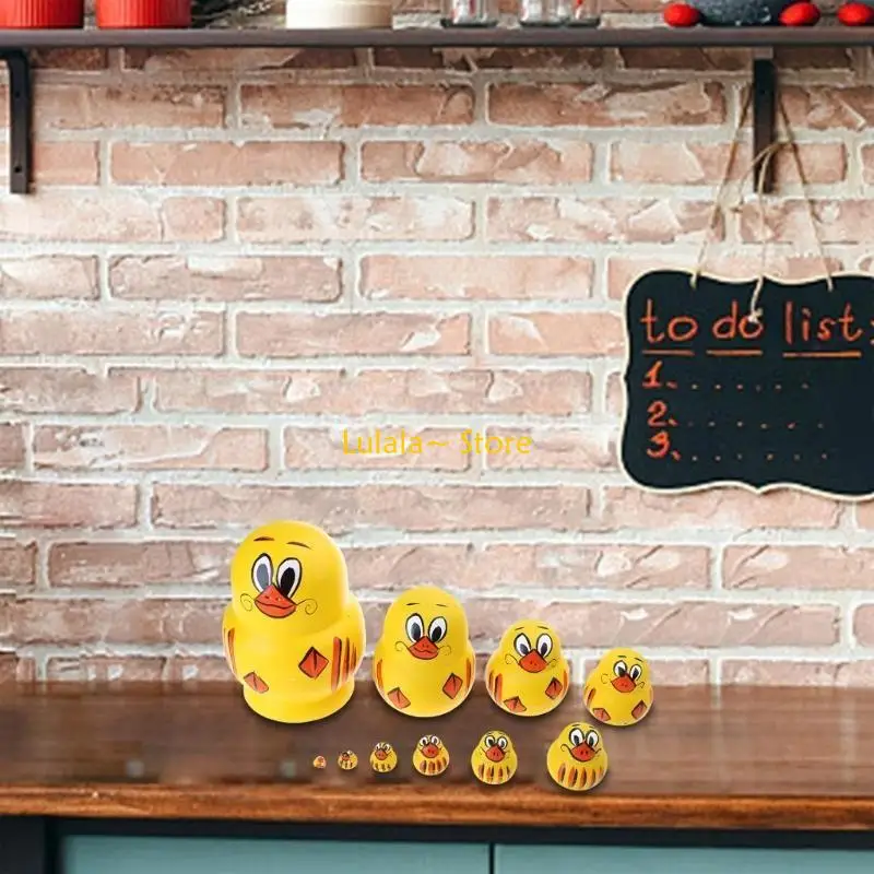 Y4QA Juego 10 piezas escultura colección pato ruso, decoración juguete simulación pato