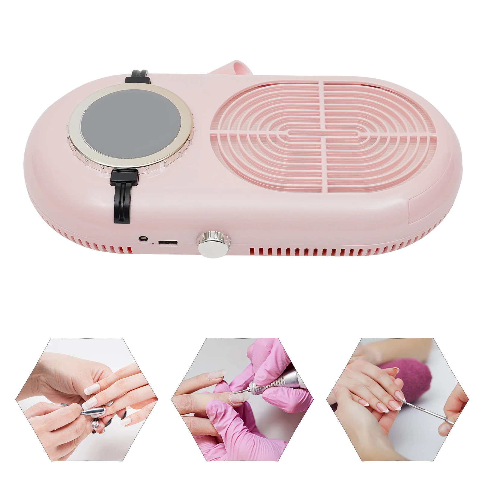 

Pink Adjustable Speed Nail Dust Collector 24W Tabletop Nail Vacuum Cleaner US Plug 0-4000RPM Manicure Dust Suction Machine
