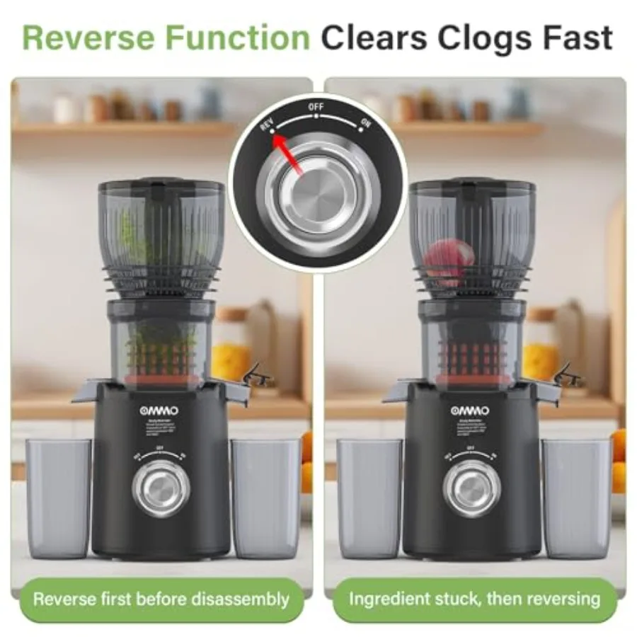 عصارة ضغط بارد 300 وات للخضروات والفواكه بأكملها مع عصارة مضغ بطيئة مقاس 6 بوصات سهلة التنظيف عالية الجو #4