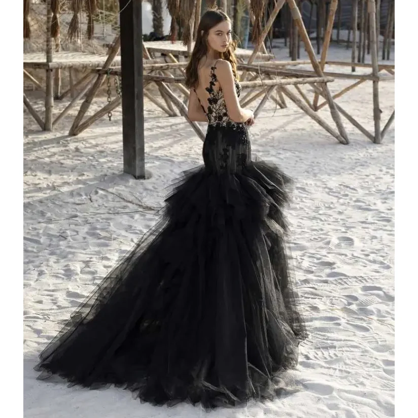 KSDN Black Elegant Formal Evening Dress Sleeveless Appliques Sweep Train Sweetheart Fashion Gown A-Line فساتين طويلة Costume