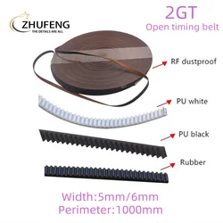 2GT  3D Printer GT2 Open Synchronous Timing Belt Width 5/6mm Dustproof   Rubber And Pu Steel Wire (Thickening)  Length 1m