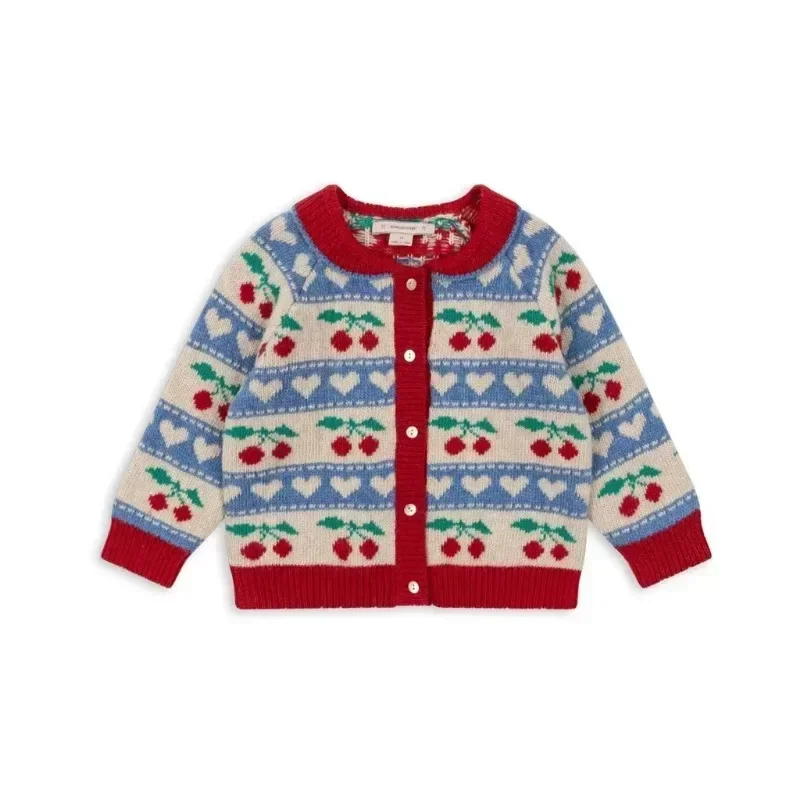 In Stock! 2024 Autumn/Winter New KS Children\'s Long Sleeve Sweater Cardigan Girls\' Christmas Hat Knitted Wool Hat