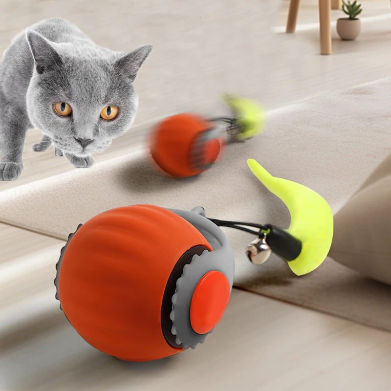 USB Charging Rolling Ball Cat Toy, Cat Chewing Ball Toy, Sports Elastic Ball Cat Toy, Self pleasure Soothing Tool