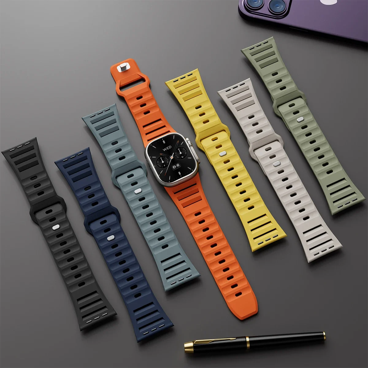 Sport Silicone Strap for Apple watch Ultra 2 band 49mm smartwatch correa bracelet foriwatch Series 9 8 7 6 SE bands 45mm 44 42mm