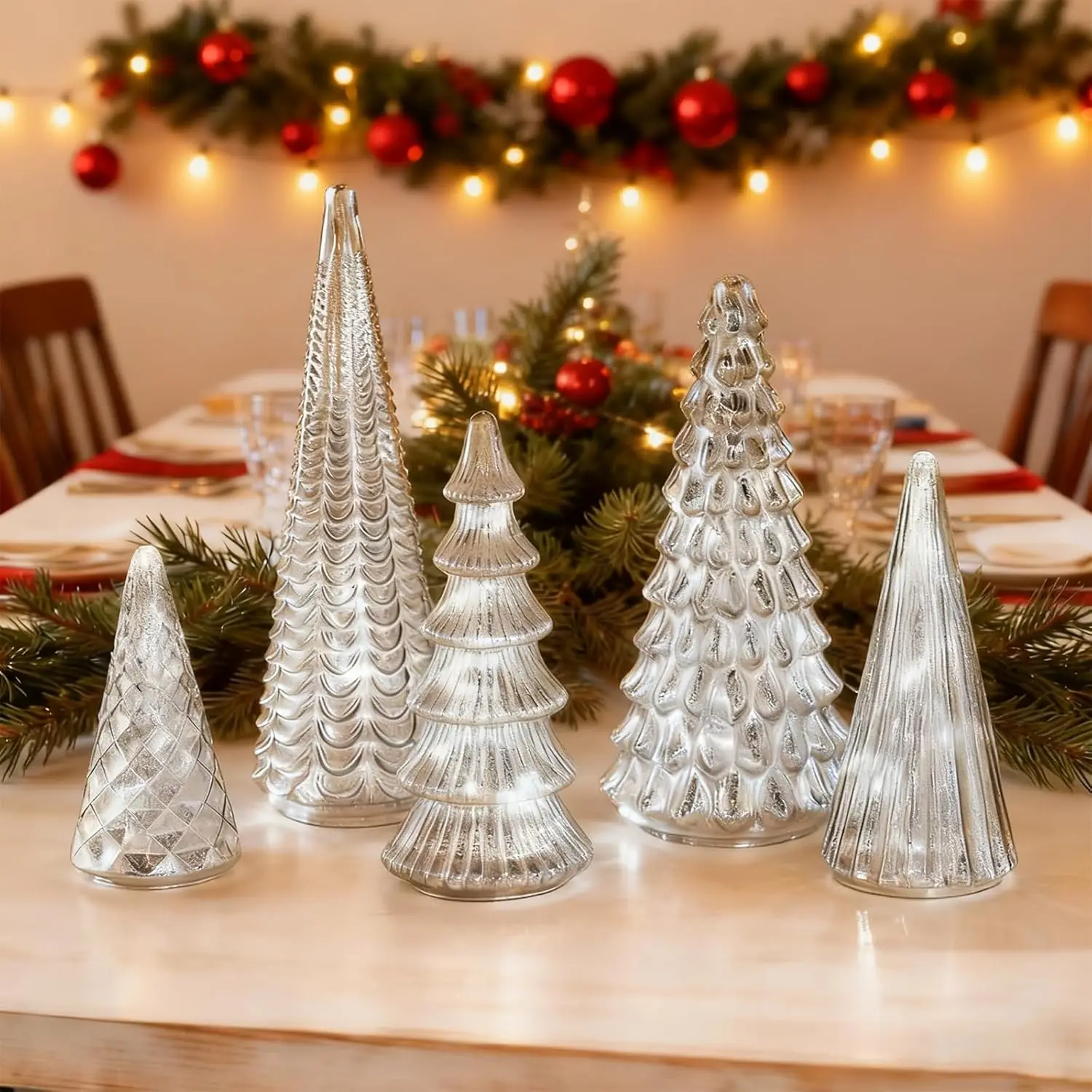 

Glowing Glass Christmas Tree Ornament New Desktop Decoration For Instagram Photography Props Festive Lighting Decoration