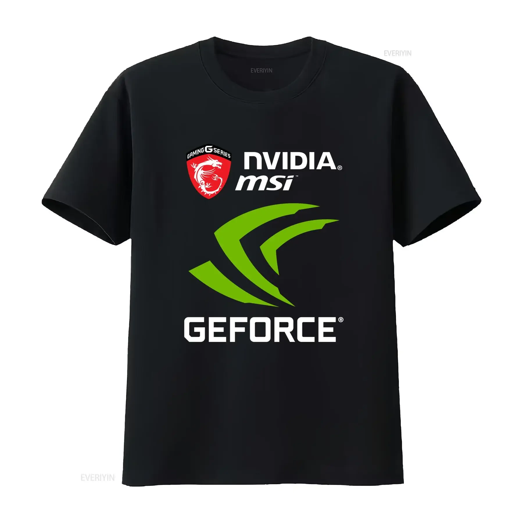Nvidia Gforce MSI Gaming Series T shirt with Dragon Shield and GeForce Logo for Gamers vintage Washed Stretched Slightly Soft