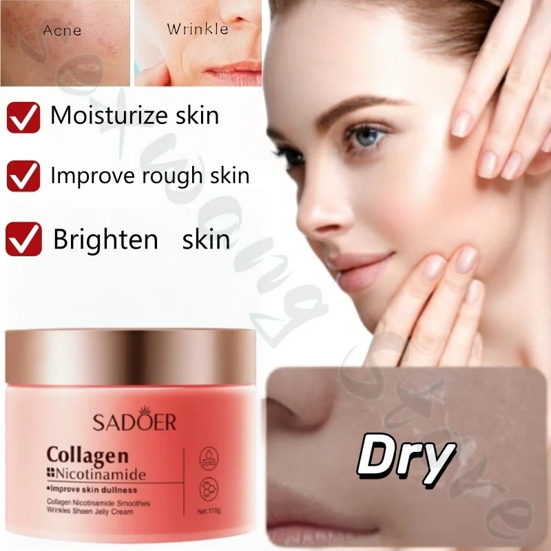 SADOER Jelly Cream Niacinamide Collagen Deeply Hydrates, Dilutes Fine Lines and Spots, Brightens Skin, Improves Roughness 110g