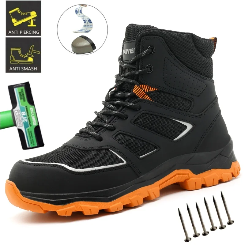 

Небьющаяся защитная обувь со стальным носком, мужские рабочие кроссовки, неразрушимая обувь, устойчивая к проколам защитная обувь, рабочие ботинки, мужские
