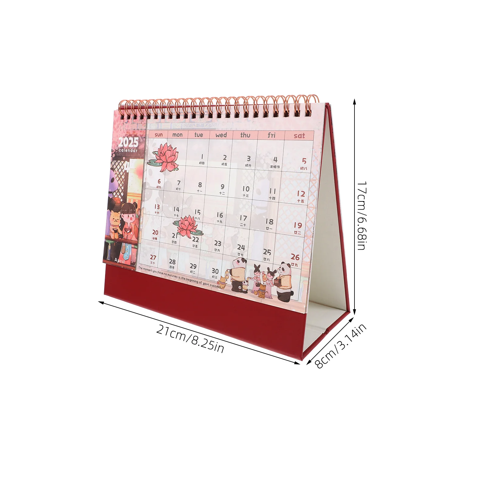 Cute Desk Calendar Small Flip Chinese Painting Design Monthly Desktop Decorative Standing Office Accessory Chinese Calendar