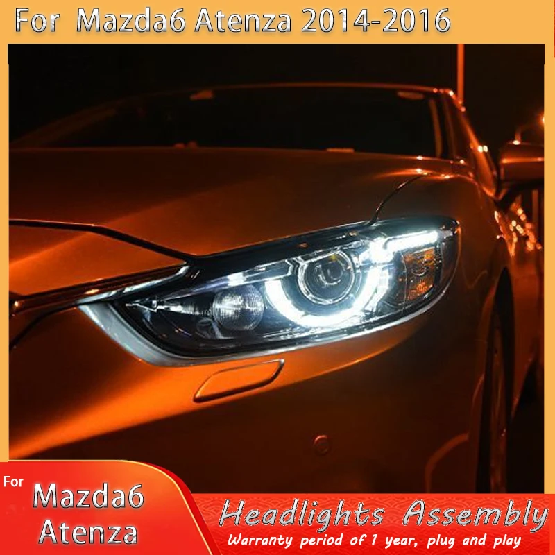 Car Headlights For 2013- 2014 2015 2016- 2019 Mazda 6 Atlas Headlight Assembly Conversion LED High End Scoop Shape Headlights