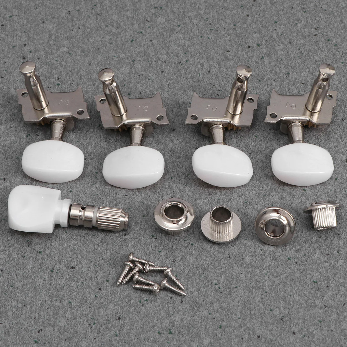 5pcs Banjo Machine Head Tuning Peg Key Tuner with 4 Bushings (White+Silver) Banjo machine heads Banjo tuners