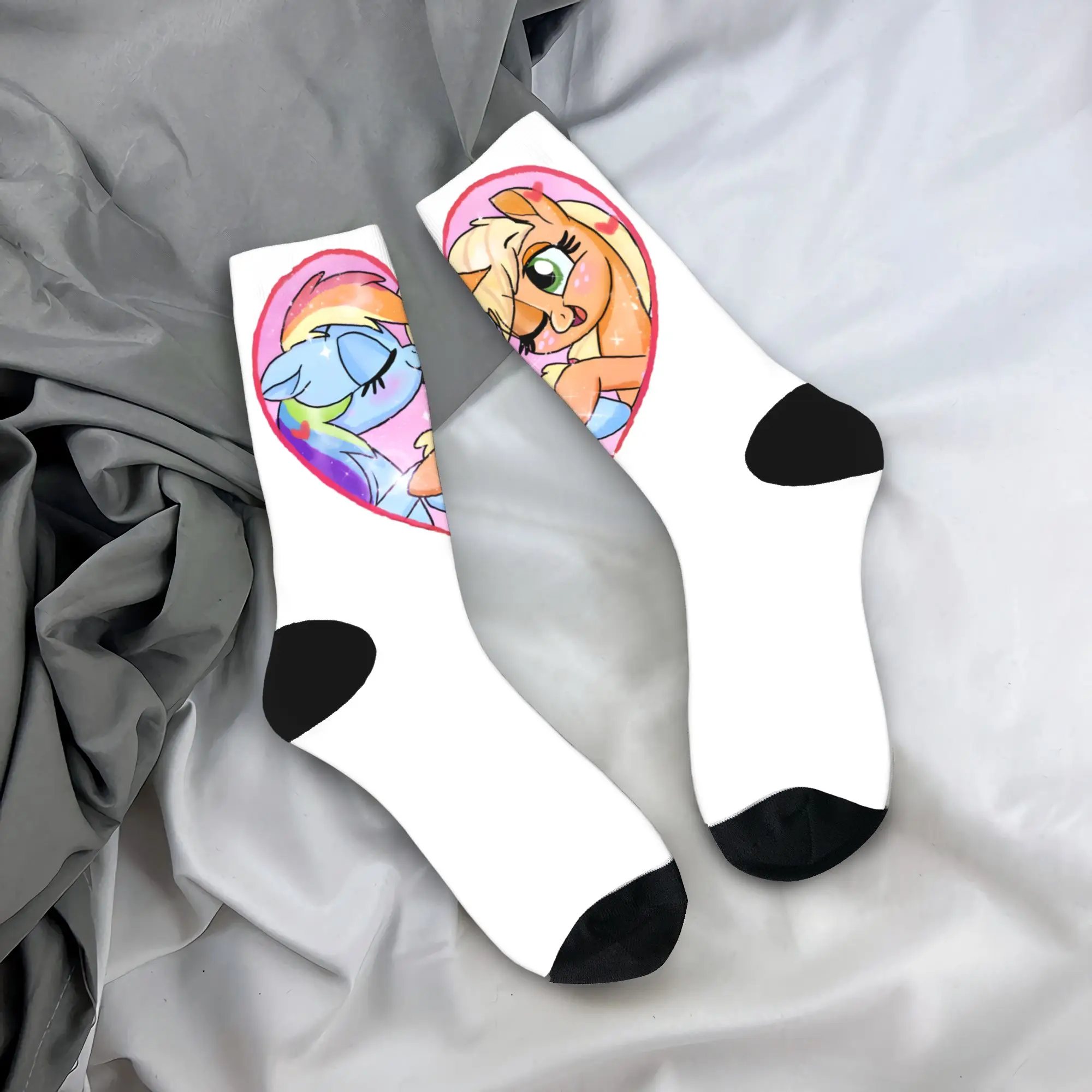 Women Men Socks Rainbow Dash And Friends Appledash Stockings Winter Novelty High Quality Socks Cycling Anti Bacterial Socks