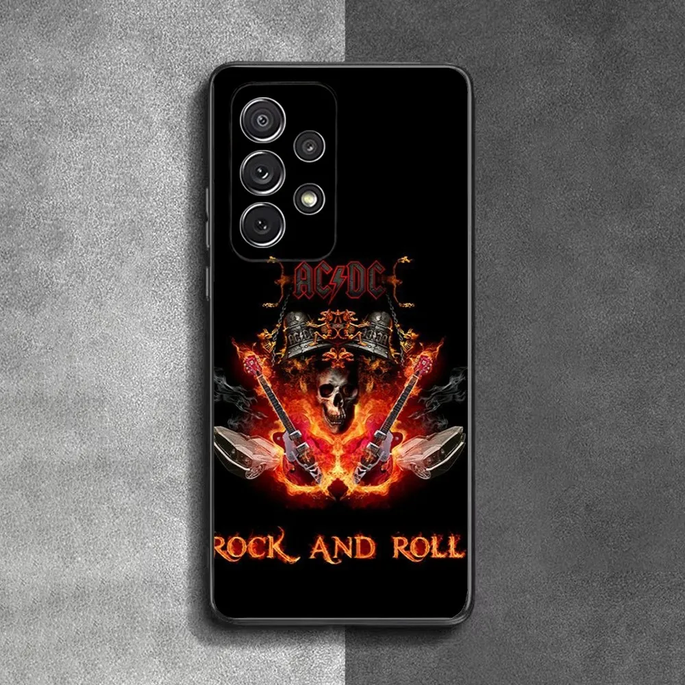 Music A-AC-DC Cool Phone Case For Samsung S24,23,22,30,21,10,9,Ultra,Plus,Lite,FE,Soft Silicone Black Cover