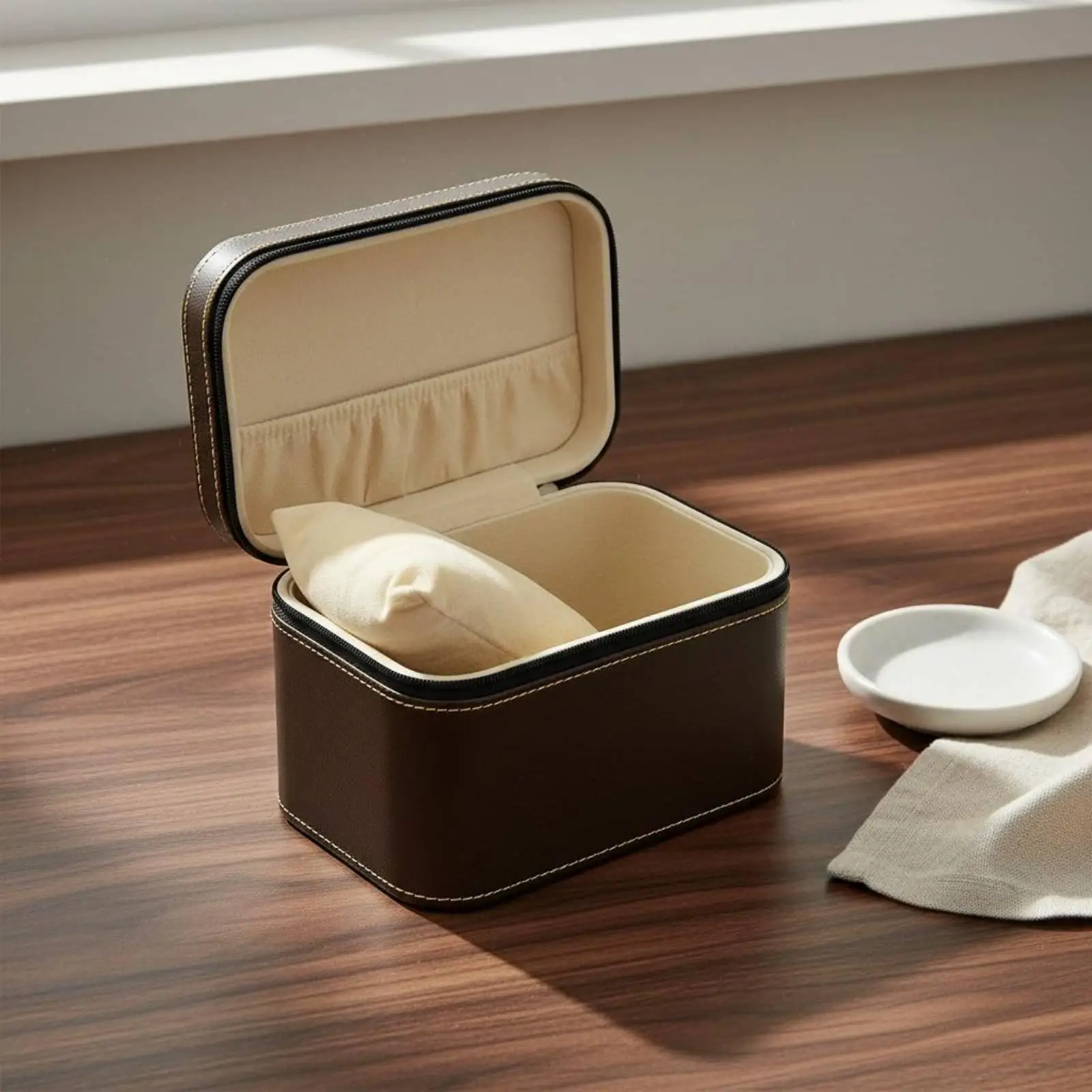 Bracelet Display Case with Zipper Closure Travel Jewelry Storage Box for Watches and Bangles Organizer