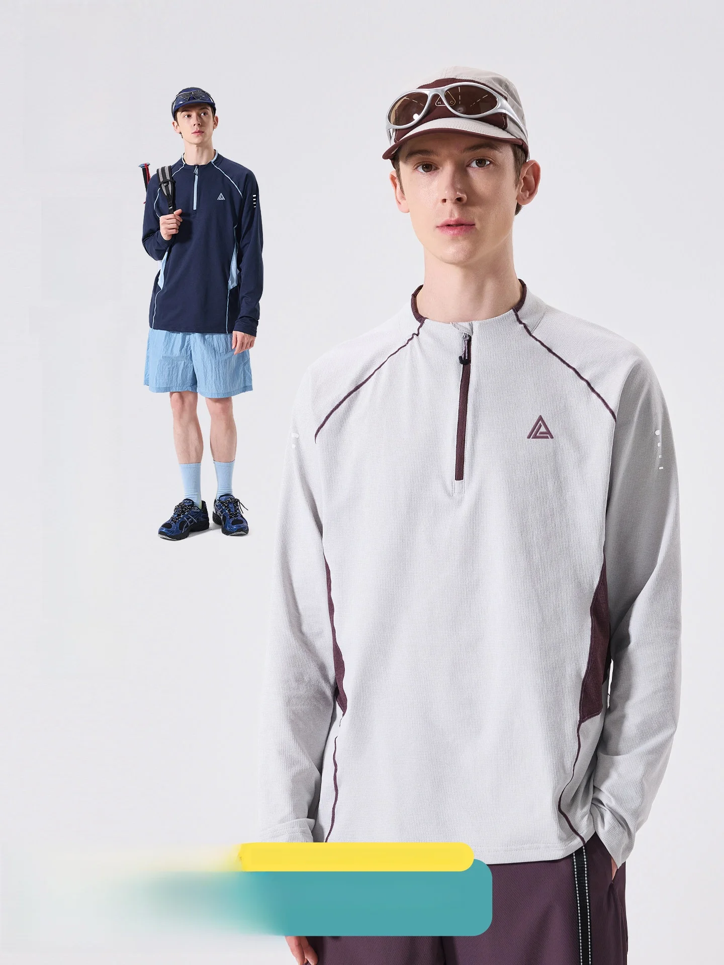 LAZY DAY Outdoor Men's Long Sleeve T-Shirt Half Zipper Splice Color Running Top Quick Dry Wear Resistant Autumn Winter Sports...