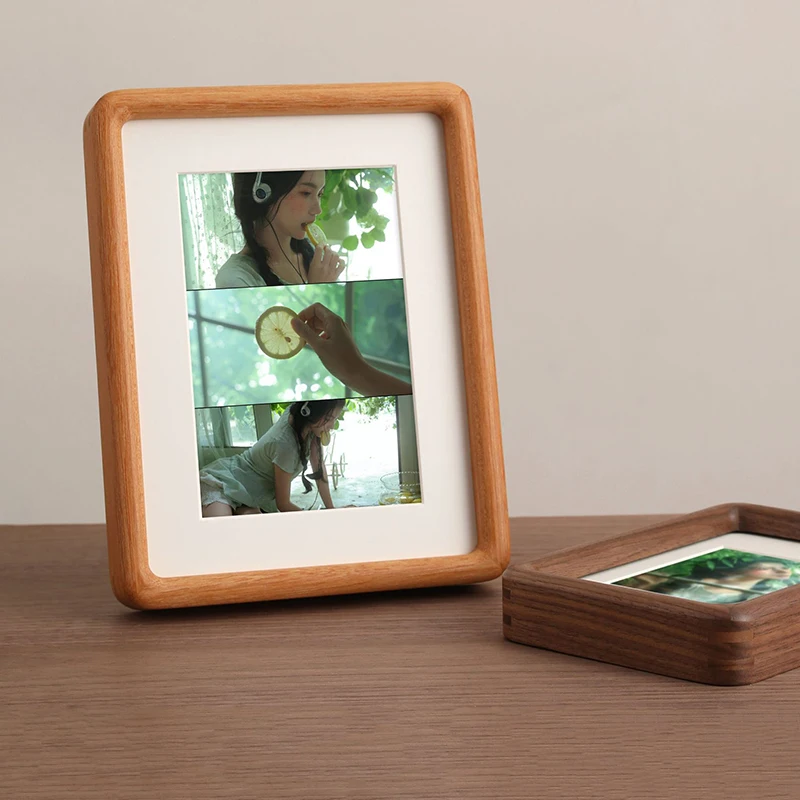 Solid Wood Photo Frame Rounded Corner Walnut Picture Frame 5-10 Inch Tabletop Wall Mount Photo Holder Home Desktop Decoration