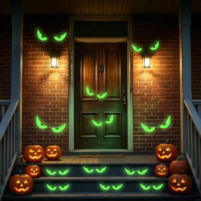 L9BE Peeling and Halloween Eye Decal with Green Glowing Wall Effect