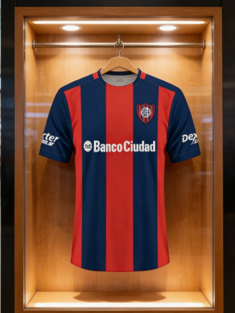 Camisa de Futebol CA San Lorenzo 2016-17 Kit Casa Estampado em 3D Adulto Infantil Camiseta Esportiva Verão Secagem Rápida Macia Confortável Leve