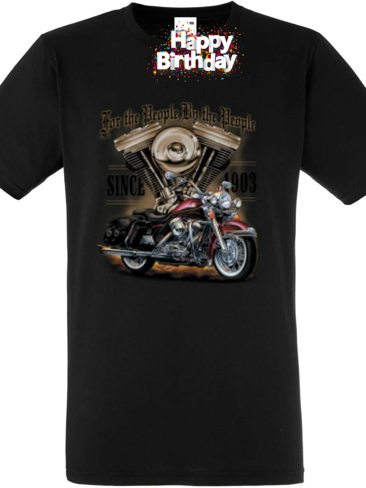 V Twin Biker Chopper & Motorcycle Design For The People  pattern -100% cottoncasual short sleeve O-neck printed men's T-shirt.