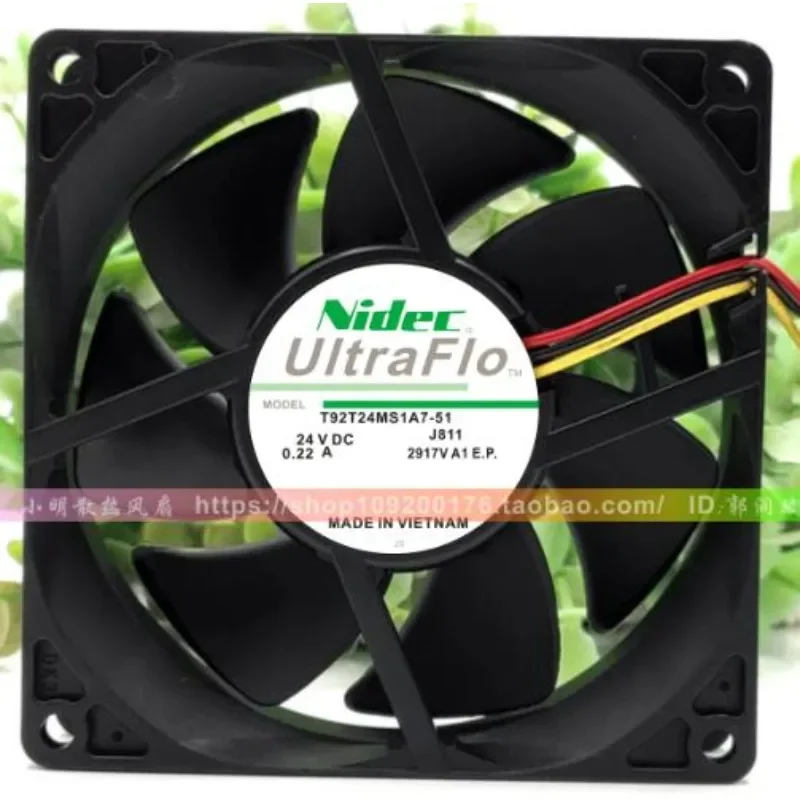 

New Cooler Fan For Nidec T92T24MS1A7-51 3-wire Frequency Converter Cooling Fan 24V 0.22A 9025 9cm 90x90x25mm