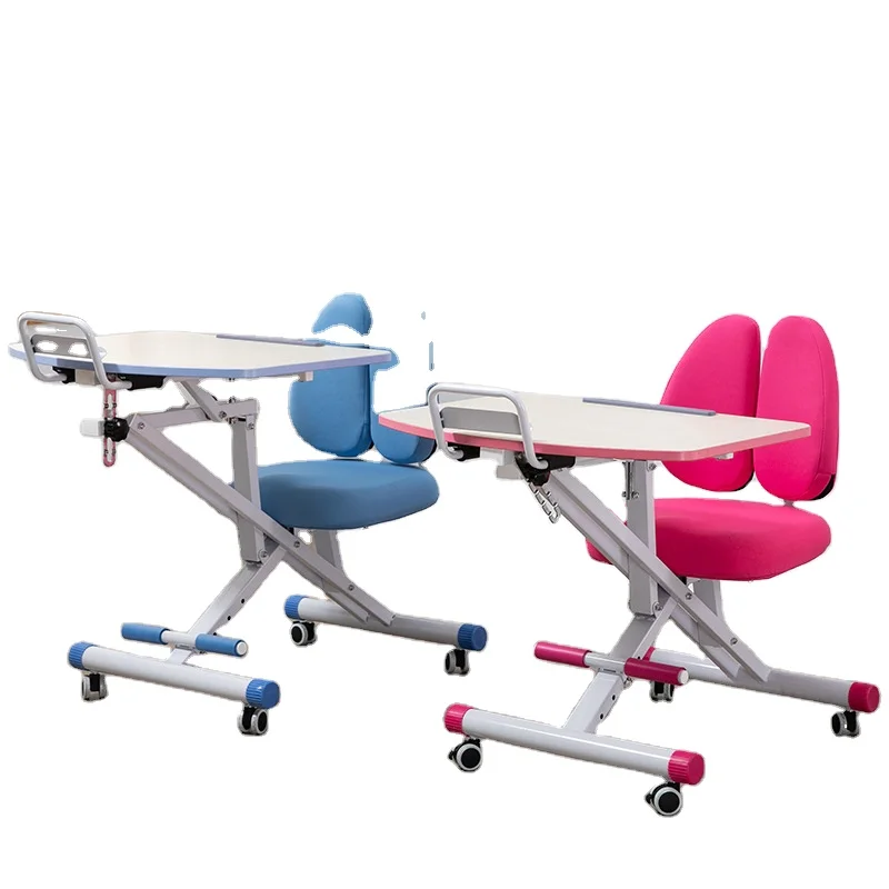 Modern Foldable Plastic Study Table and Chair Set for Bedroom Use