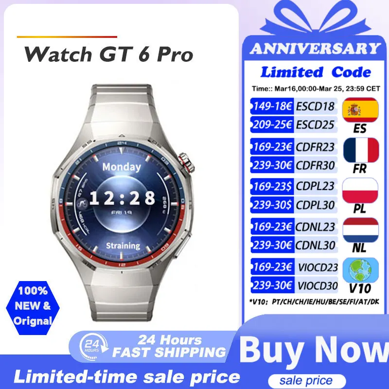 HUAWEI WATCH GT 6 Pro Montre connectée HUAWEI Écran AMOLED 1,47” Autonomie de 21 jours HarmonyOS 6.0 Appels Bluetooth NFC HUAWEI WATCH GT 6Pro