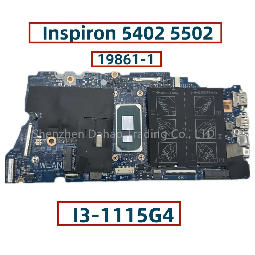 CN-0J9Y6J 0W3XW5 For Dell Vostro 5502 5402 Inspiron 5409 5509 5502 Laptop Motherboard 19861-1 With i3-1115G4 I7-1165G7 CPU DDR4