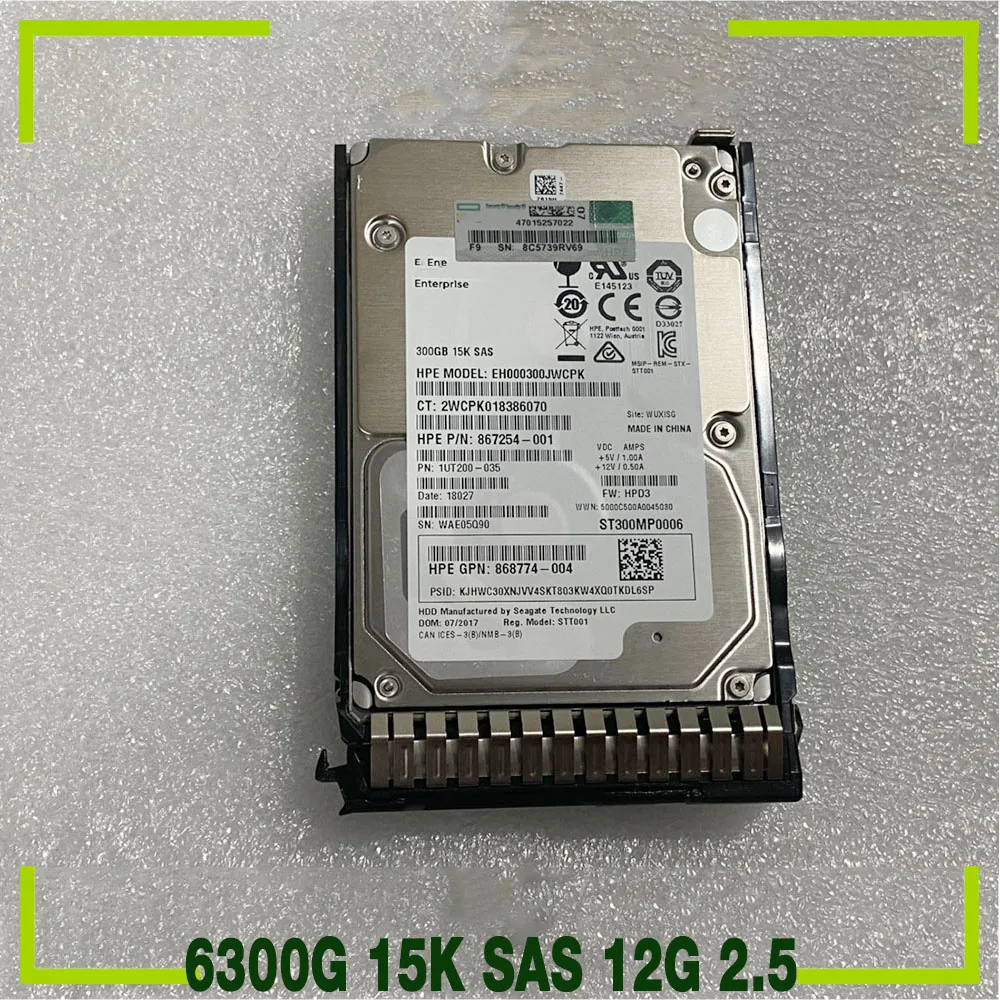 300GB For HPE G9 G10 870753-B21 870792-001 867254-001 Server Hard Disk 300G 15K SAS 12G 2.5