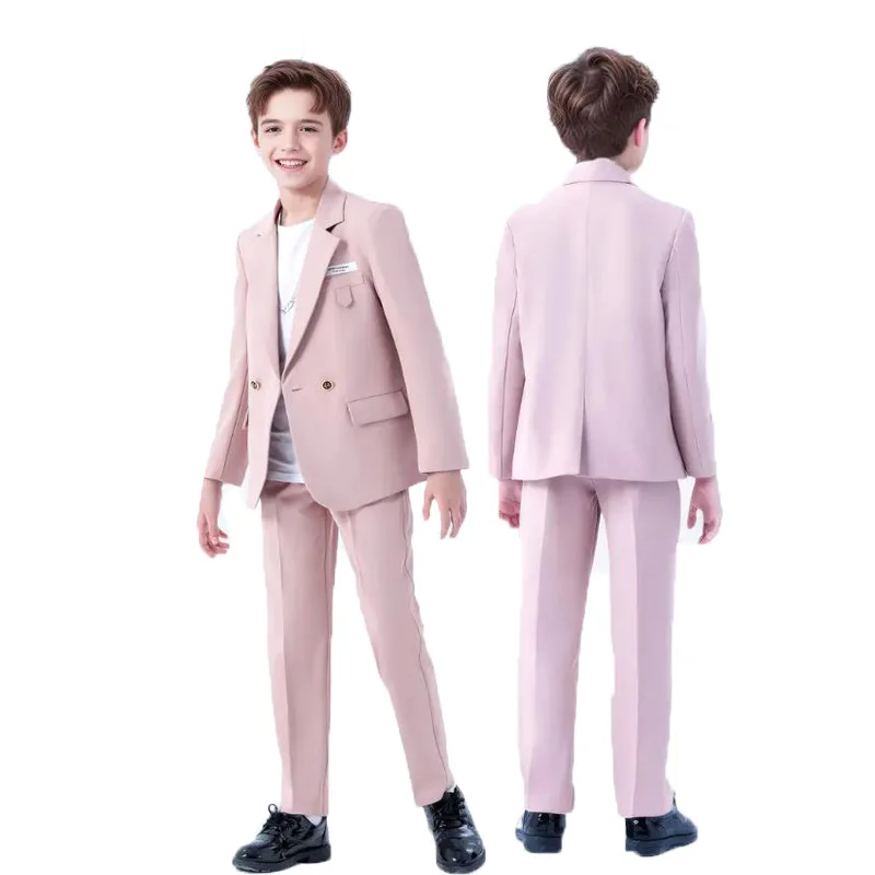 England Kids Spring Pink 2Pieces/Set Jacket Pants Photograph Suit Boys Wedding Birthday Dress Children Performance Costume