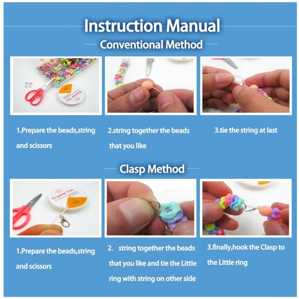 Arts Crafts DIY Handmade Beaded Kit DIY Handmade Kit for Make Bracelets Beads Jewelry Set Colorful DIY Making Beads Kit