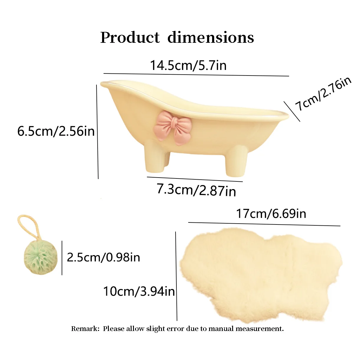 1/12 Scale Mini Resin Bathtub for OB11 & Blythe Dolls Cute Plastic Dollhouse Bathroom Accessory