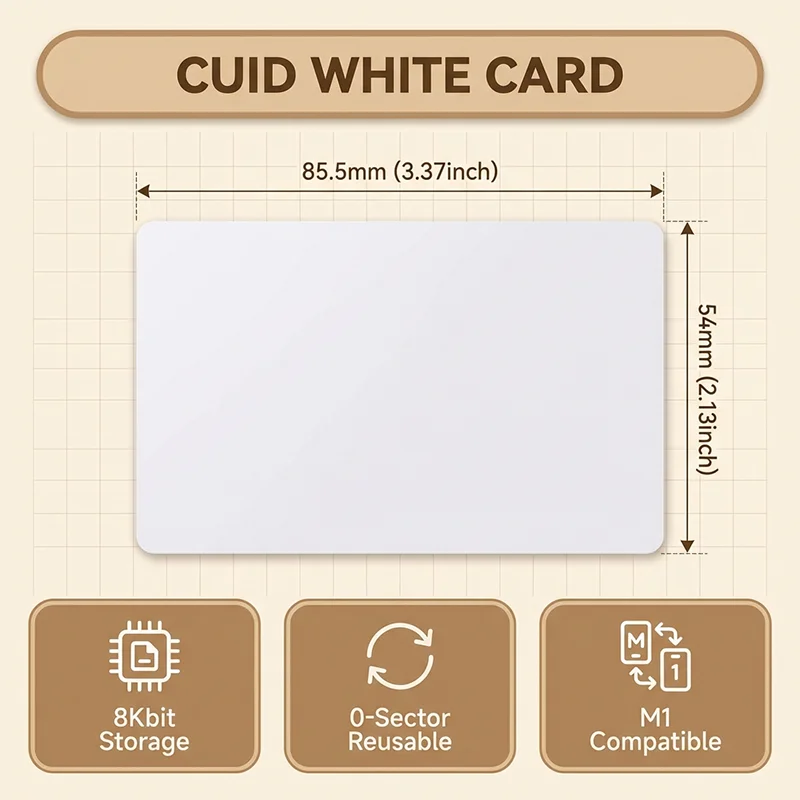 Klonbare RFID-Karte, Wiederbeschreibbar mit UID/CUID, 13,56MHz Blanko-Karte, Kompatibel mit MIFARE S50 für Duplikation und Sicherheitstests