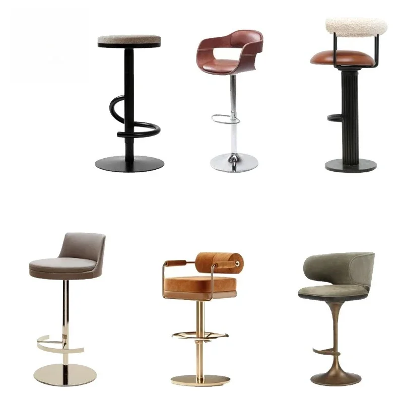 Light luxury high bar chair, modern simple solid wood back dining chair