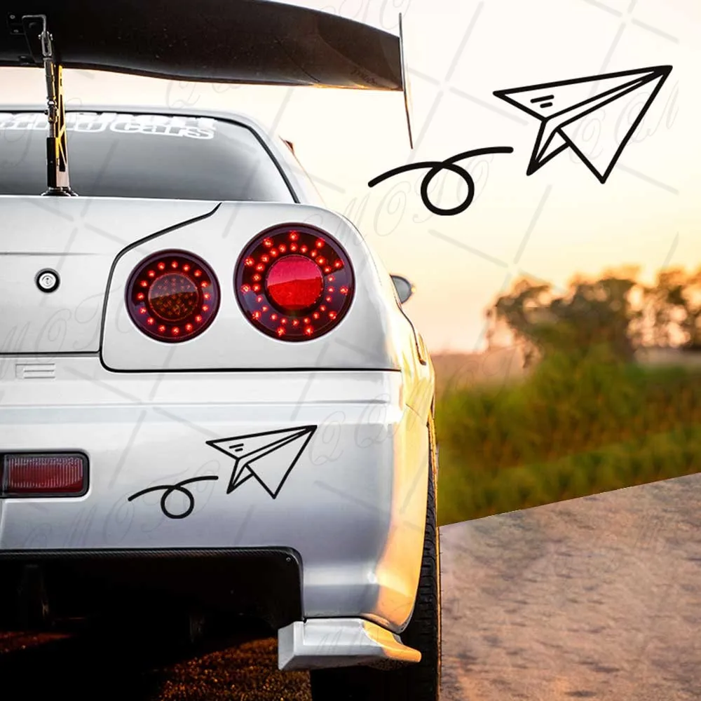 Colorful Line Paper Plane Sticker Minimal Sketch Vinyl Decal Waterproof Car Window Motorcycle Laptop Decor