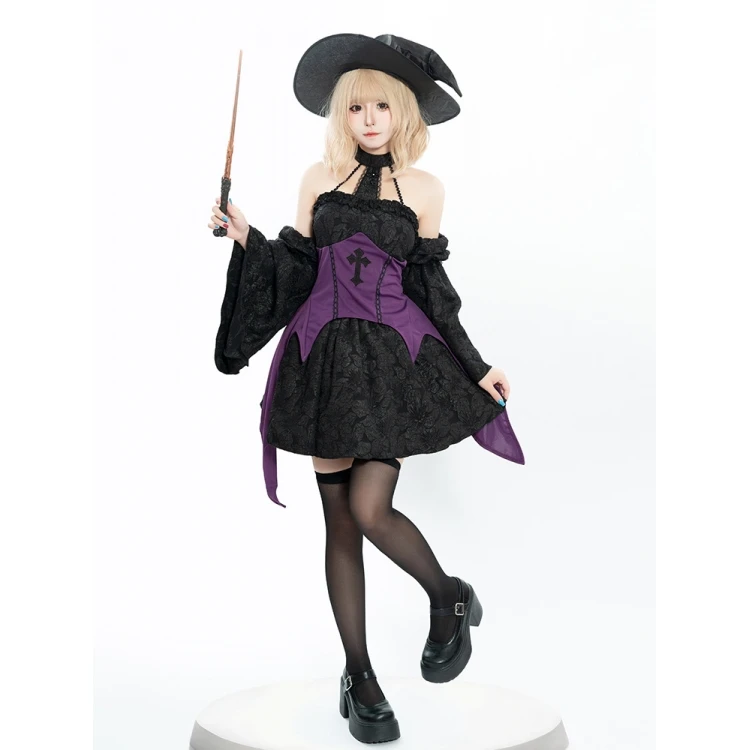 

Новинка 2024 года, сценический костюм с волшебной палочкой, ролевой костюм ведьмы, реквизит на Хэллоуин, женская традиционная одежда, этническая мода