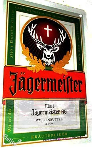 Vintage Tin Sign-Jagermeister Retro Metal Tin Signs Cafe Pub Plaque Nightclub TIN Sign 8 x 12 inches (l x W) Retro Look Home Dec