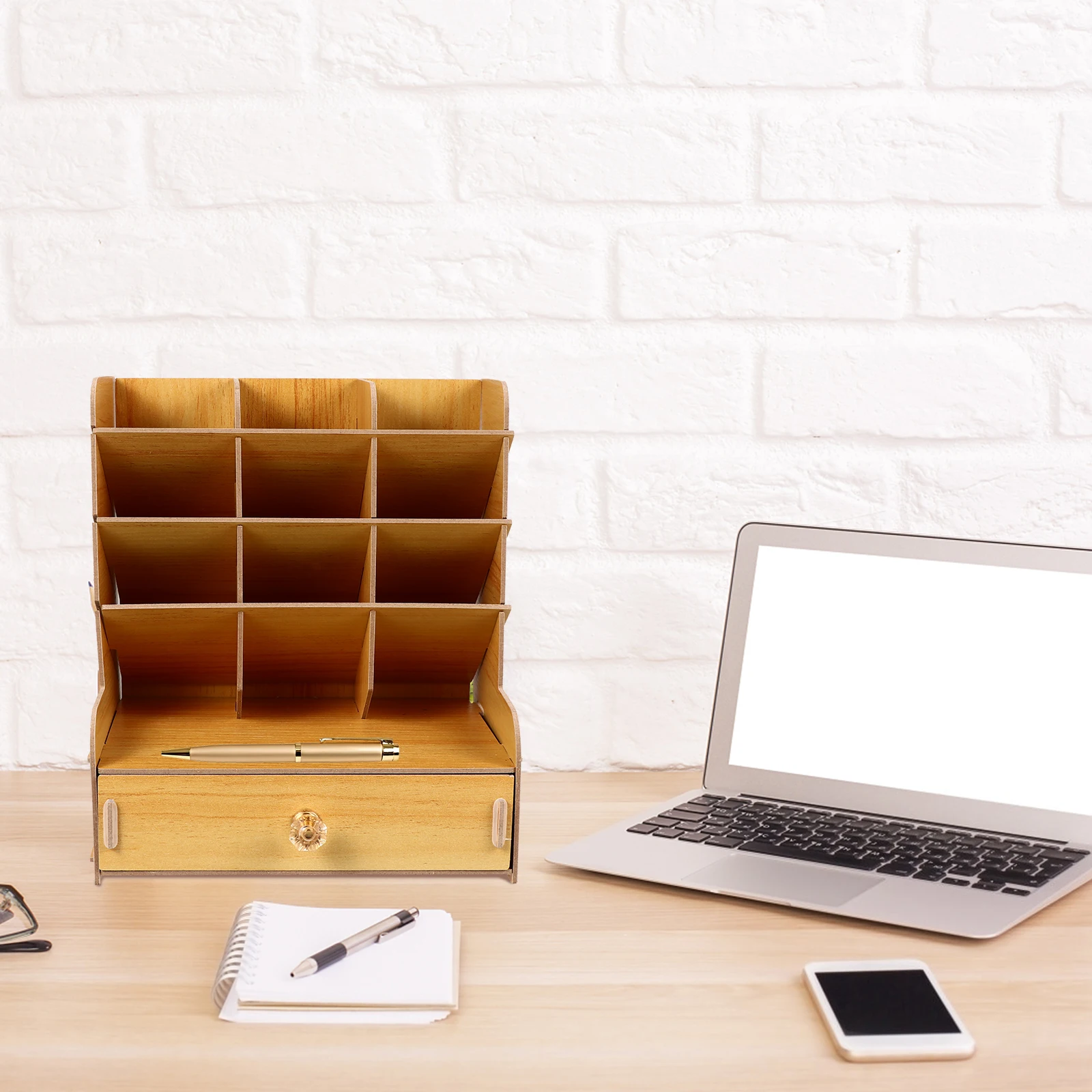 

1Set Long Lasting Wooden Pen Box Exquisitely Made Portable Desk Pen Organizer for Pencils Cosmetics Stationery