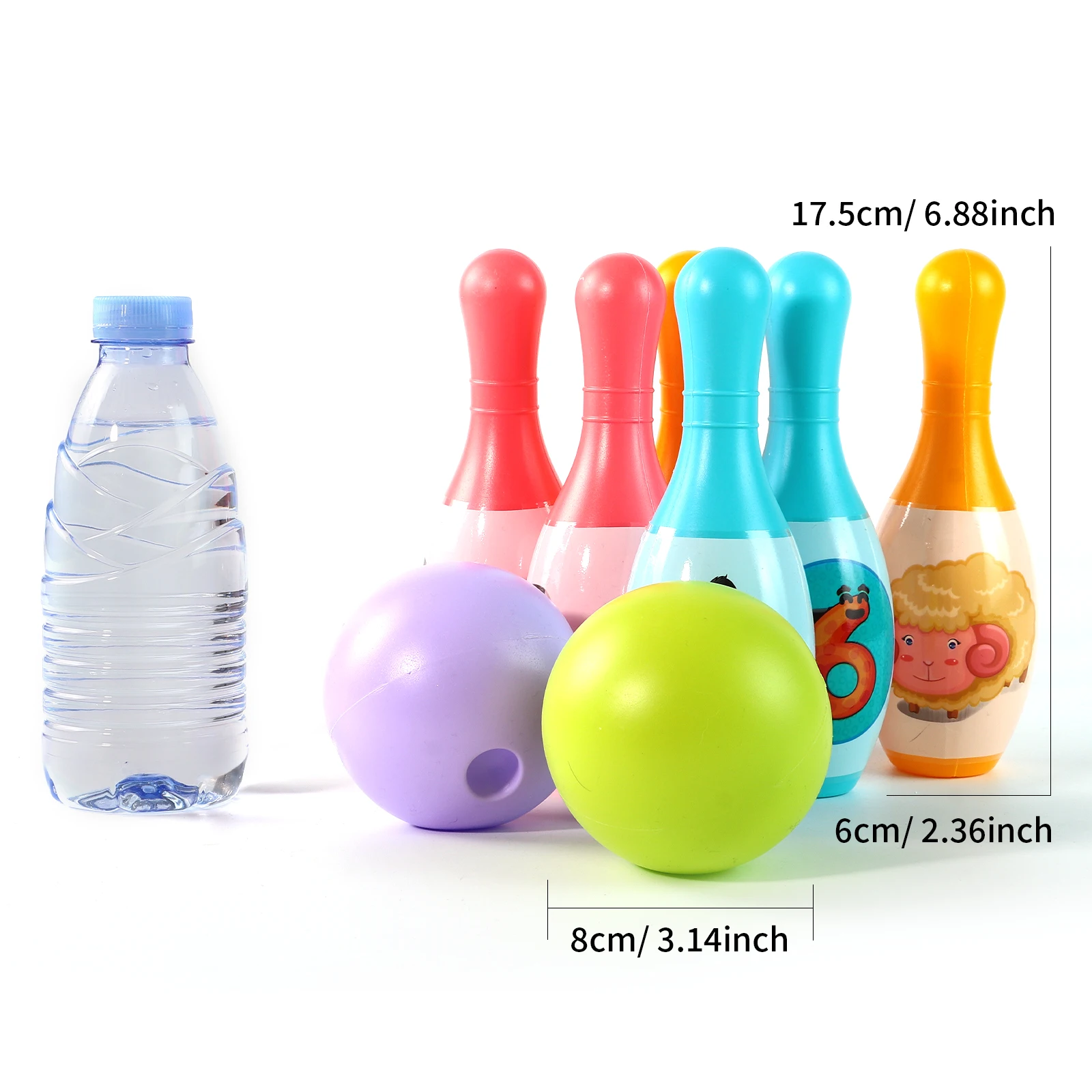 مجموعة واحدة من ألعاب البولينج التعليمية للأطفال الصغار تعلم أرقام الحيوانات ألعاب رياضية داخلية وخارجية ألعاب للأطفال هدية للأطفال